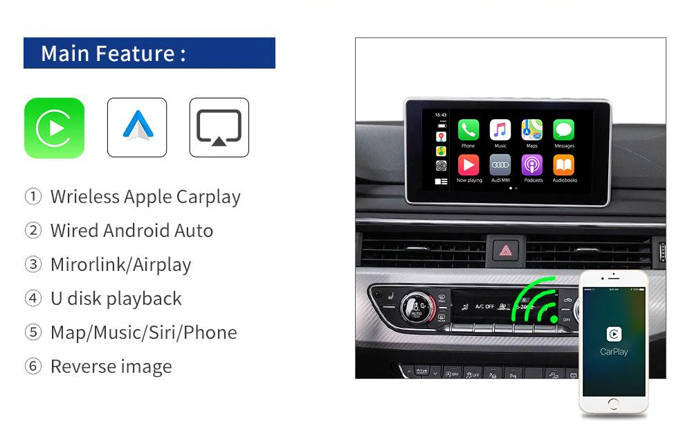 AUDI A4 S4 Rs4 APPLE CARPLAY AND ANDROID AUTO INTERFACE - Image 4